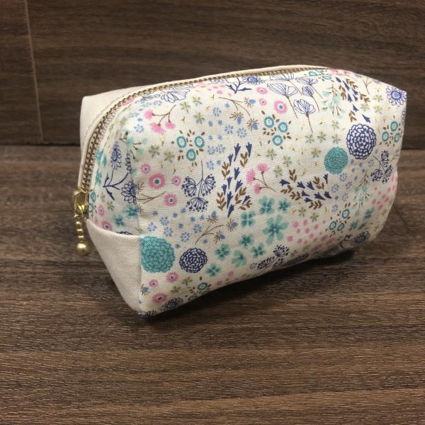 コットンポーチ(青色花)