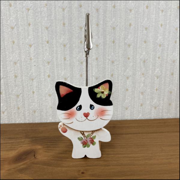 ネコのメモスタンド(ハチワレ)