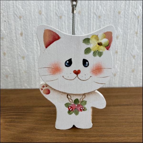 ネコのメモスタンド(白ねこ)