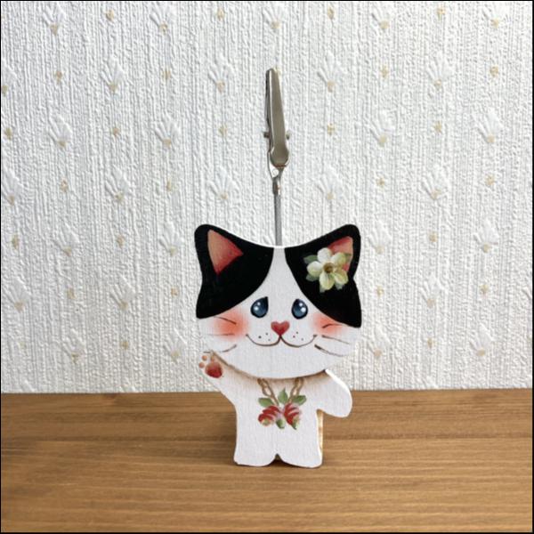 ネコのメモスタンド(ハチワレ③)