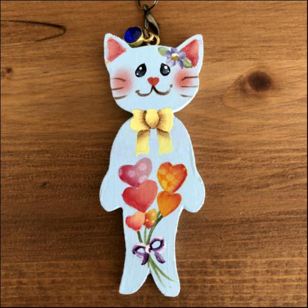 ねこちゃんキーホルダー(ブルー)