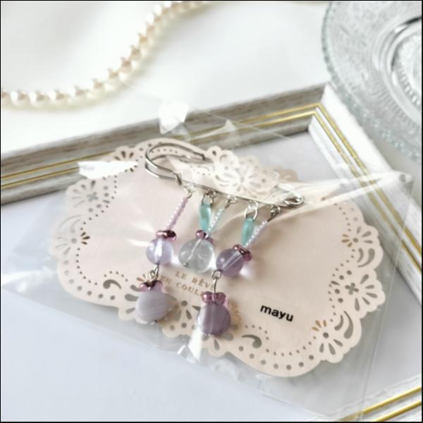 水色・パープル・エメラルド・シルバー　ブローチ