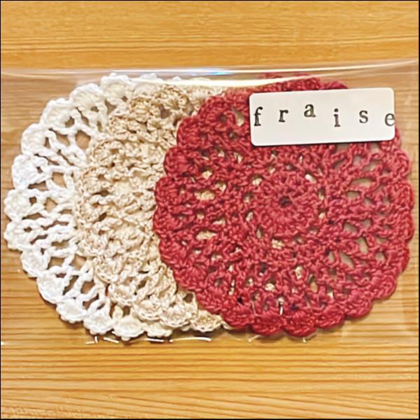 北欧風花柄モチーフコースター★3色3枚セット（丸型）