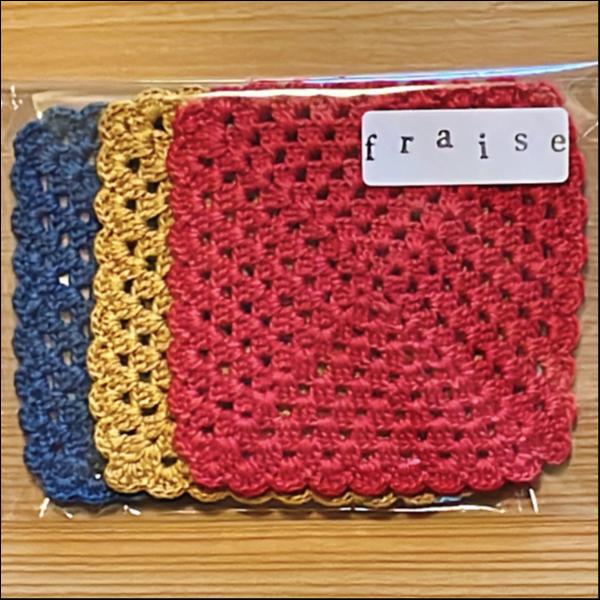 北欧風花柄モチーフコースター★3色3枚セット（四角型）