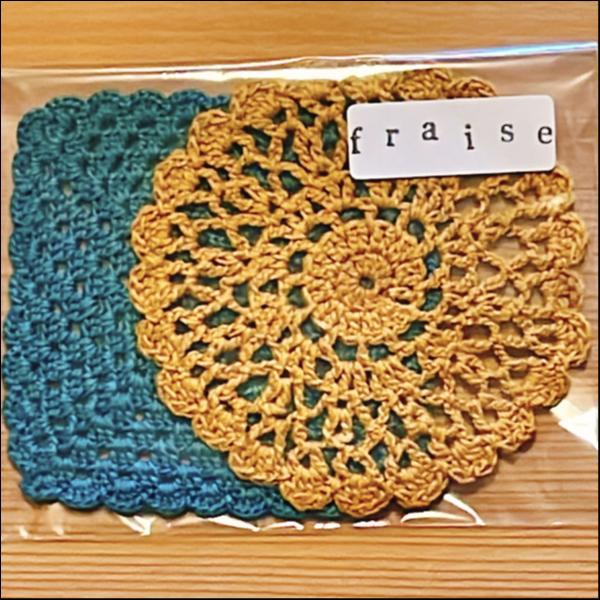 北欧風花柄モチーフコースター★2色2枚セット（丸＆四角型）