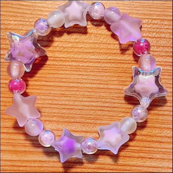 ぷっくりお星様キラキラパステルブレスレット♡【ピンク】