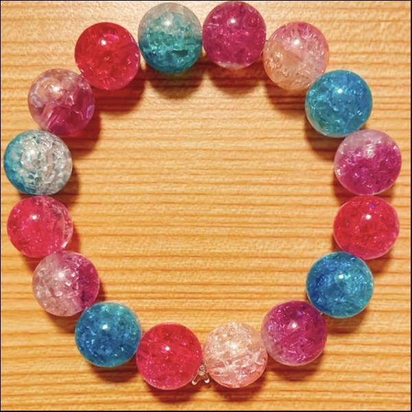 クラックビーズ★キラキラブレスレット【ピンク＆ブルー】