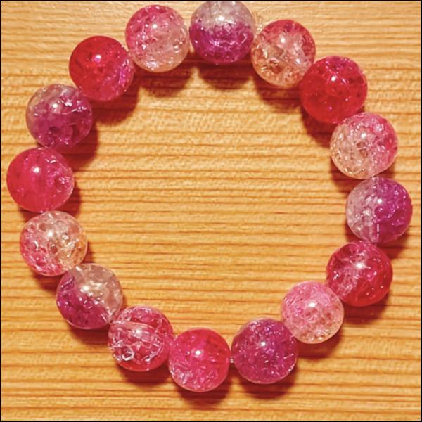 クラックビーズ★キラキラブレスレット【ピンク】